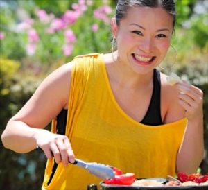 Celebrity chef with a yellow tank top