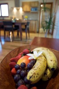 Bowl of fresh fruit in the kitchen of the Mira villa